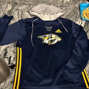 Adidas Blue and Yellow Sports Hoodie